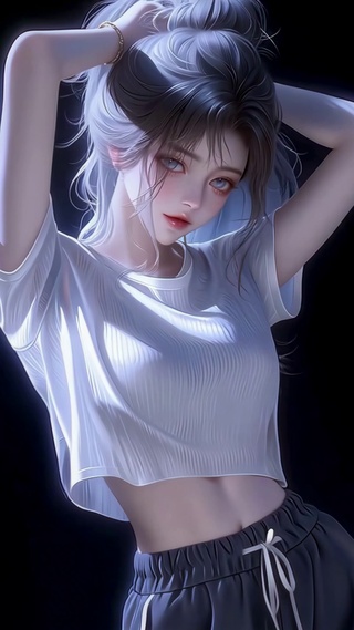 暗夜高马尾挽发少女