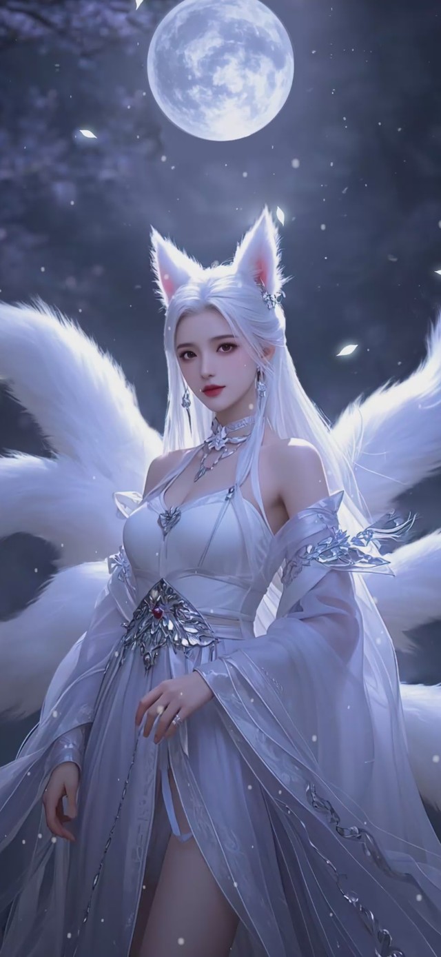 雪色月夜下的狐仙