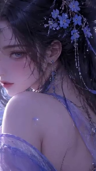勿忘我花海古风性感美女二次元