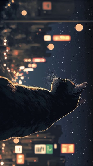 雪夜小猫