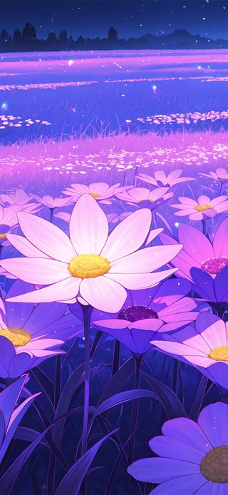 唯美夜晚花海