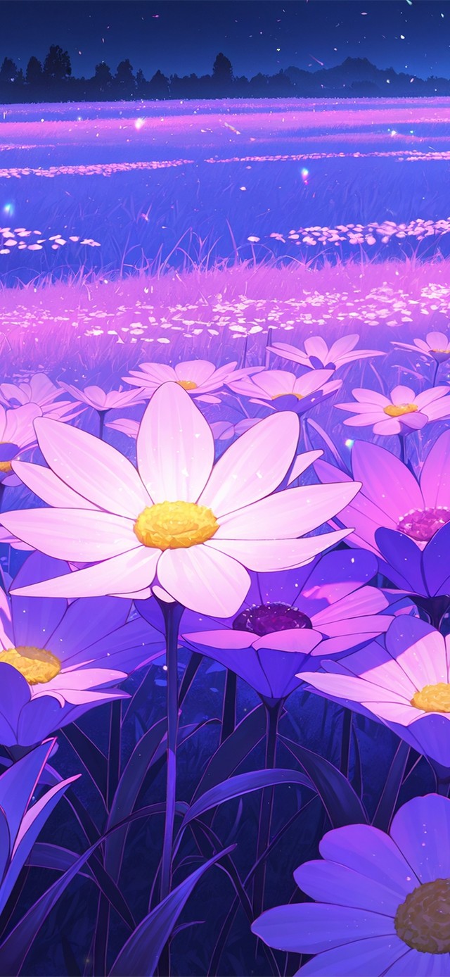 唯美夜晚花海