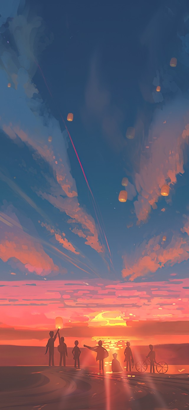 4K唯美治愈夕阳动漫天空