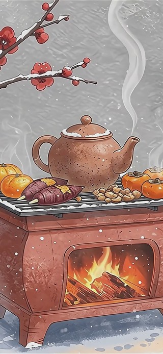 雪天围炉煮茶