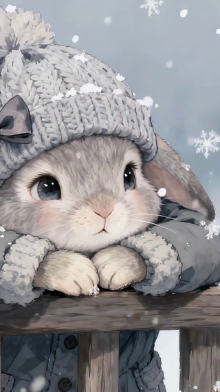 冬雪萌系长耳兔