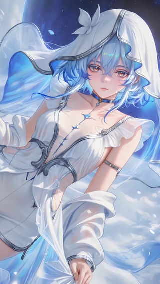 清冷星空白裙美少女-守岸人