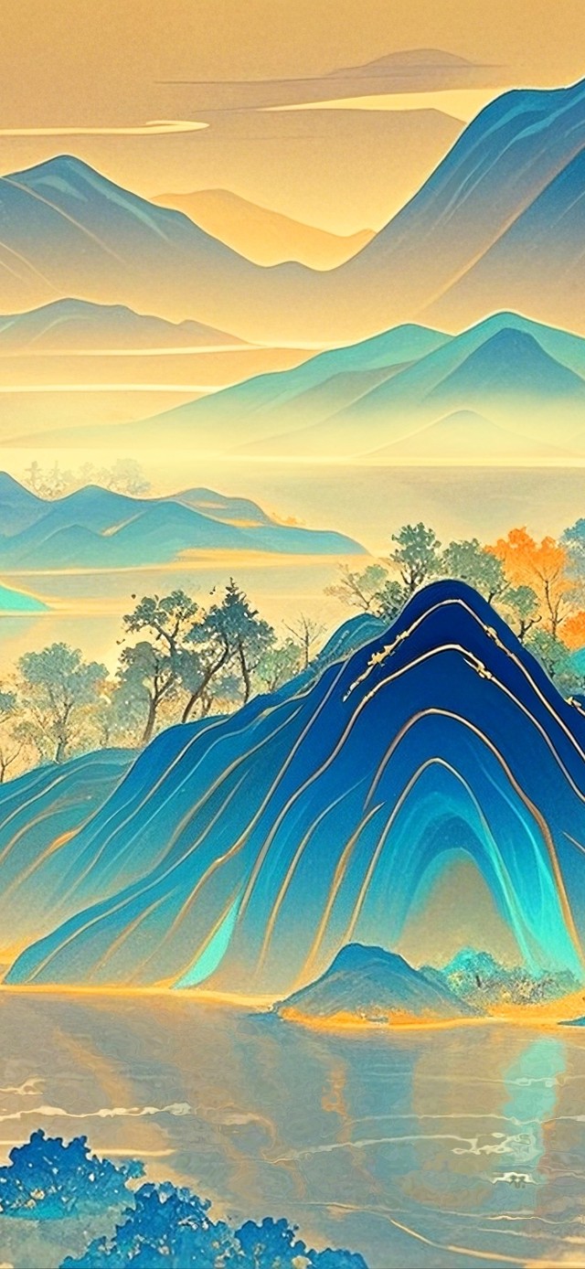 唯美琉璃荧光山河图