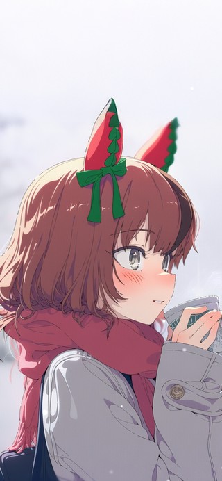 唯美雪景咖啡少女