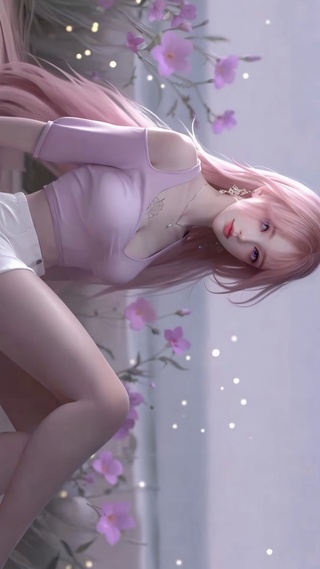 粉毛清纯海边女孩