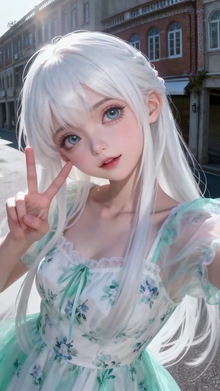 银发少女游小镇