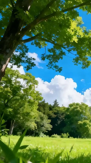 护眼白云花草树