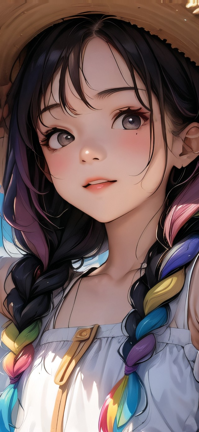 彩虹下的草帽女孩