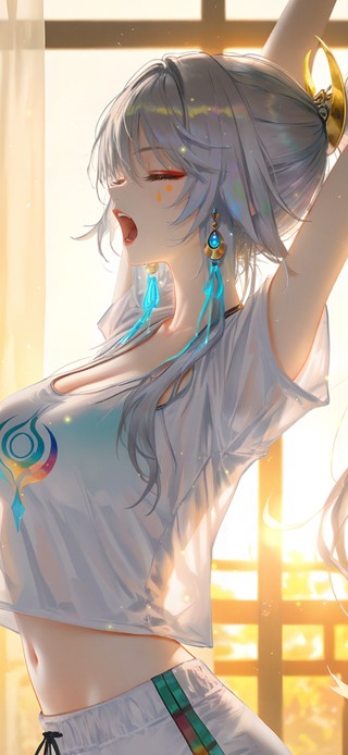 清晨慵懒少女-兹白