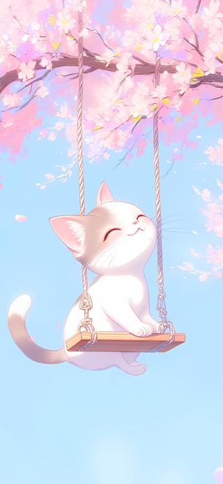 可爱荡秋千的猫咪