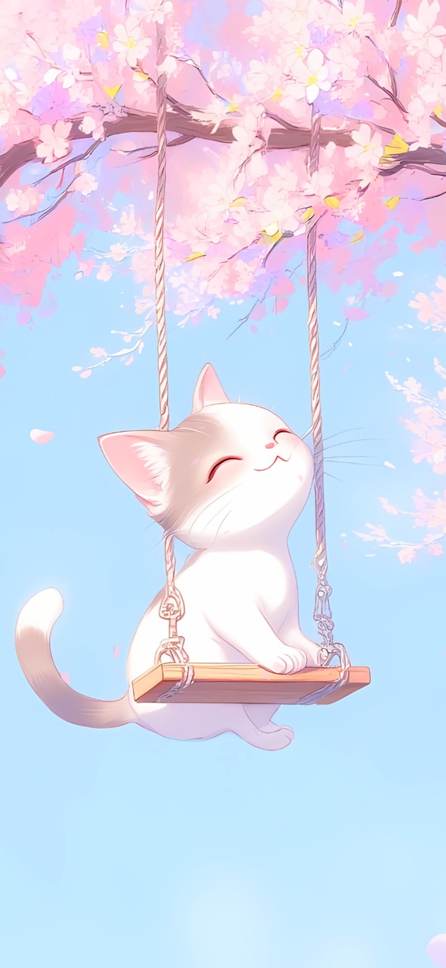 可爱荡秋千的猫咪