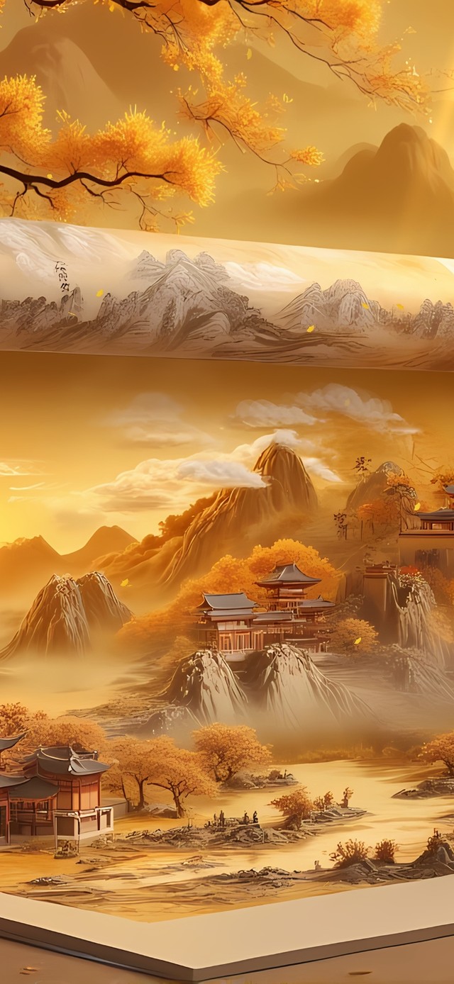 中国风山水画轴