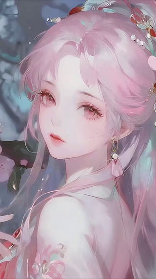 樱花林中的少女