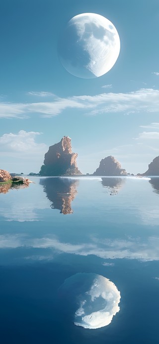 山川河流湖泊夜景大自然风景