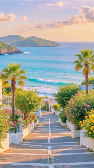 护眼海滨乡村小路