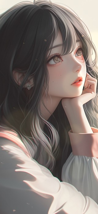 窗边发呆的少女