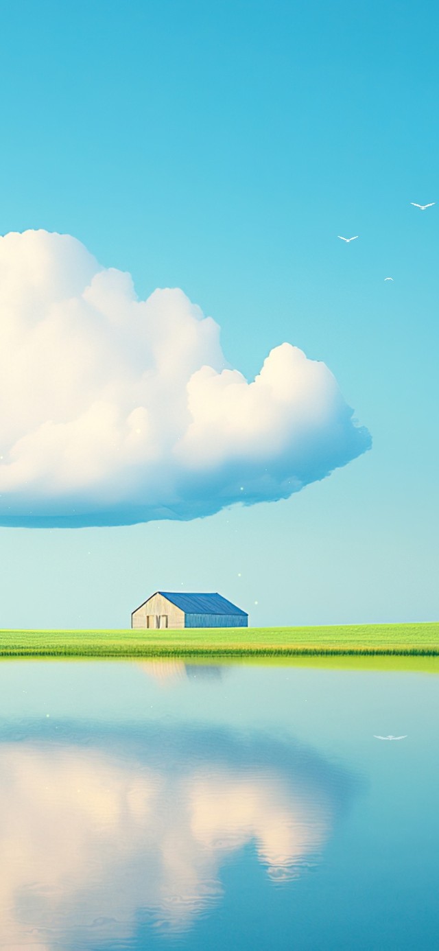简约云朵湖景小屋