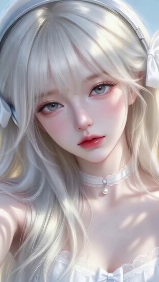 街头清甜银发女孩