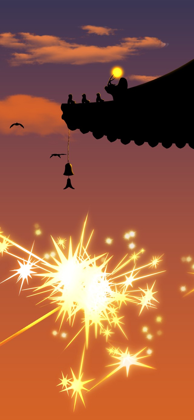 新年黎明里的烟花