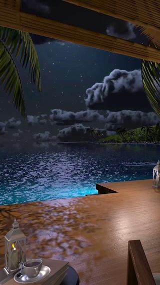 夜晚安静舒适海边别墅