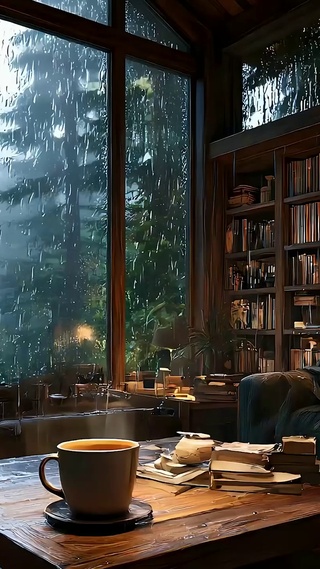 窗外暴雨