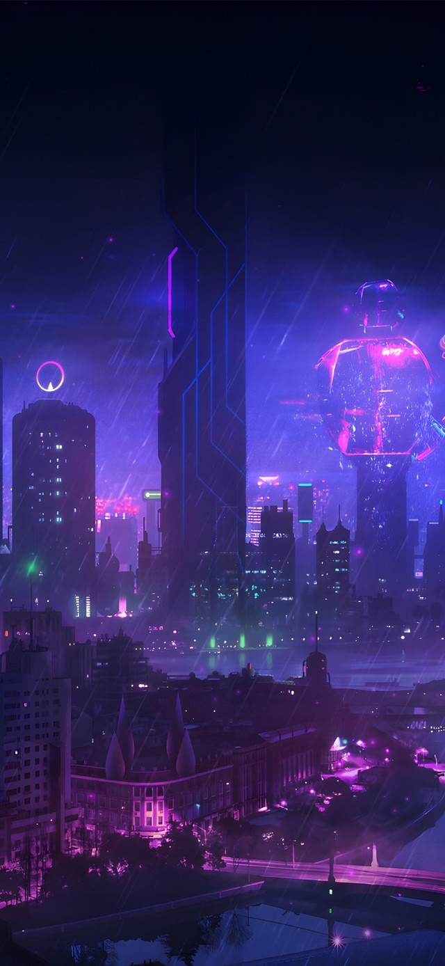 赛博朋克雨天城市夜晚