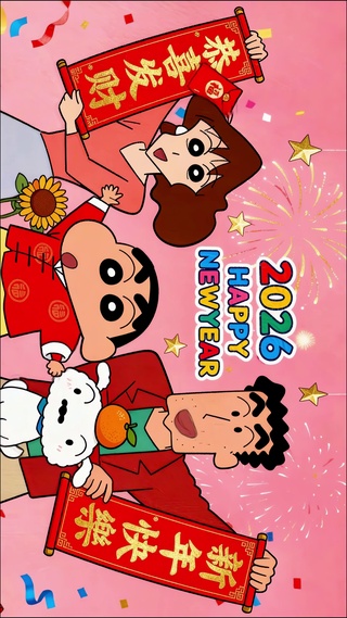 2026蜡笔小新一家新年祝福