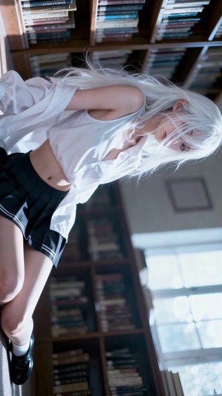 图书馆银发少女清冷文艺治愈日常