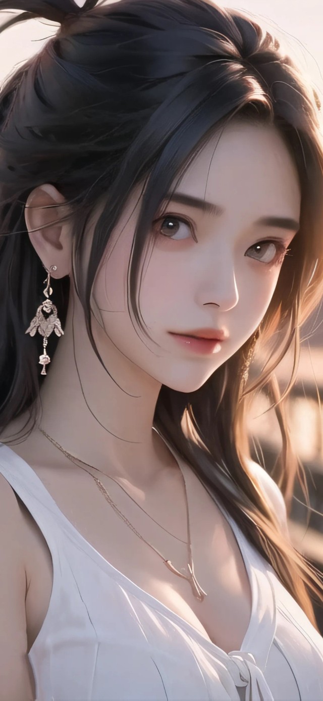 夕阳下的女孩