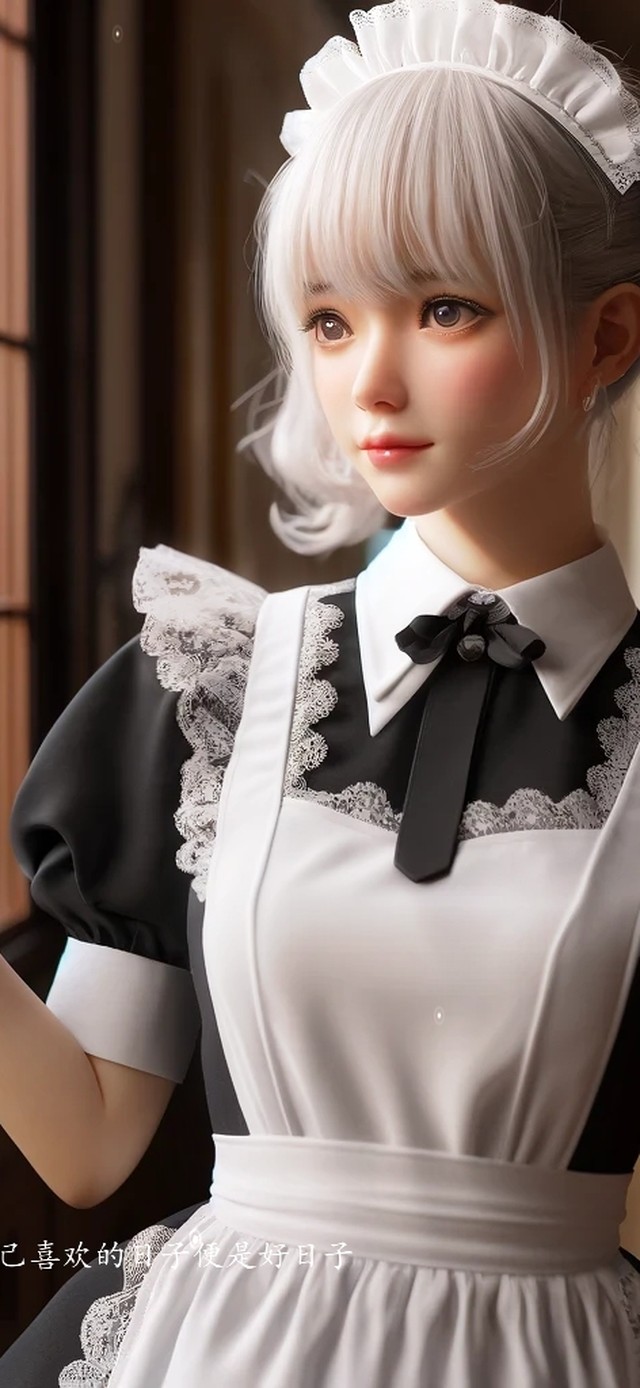 白色双马尾女仆