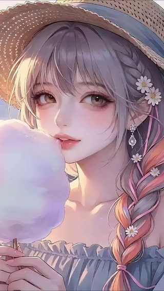 海边棉花糖少女