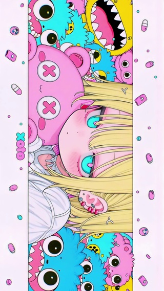 粉萌小怪兽包围二次元美少女