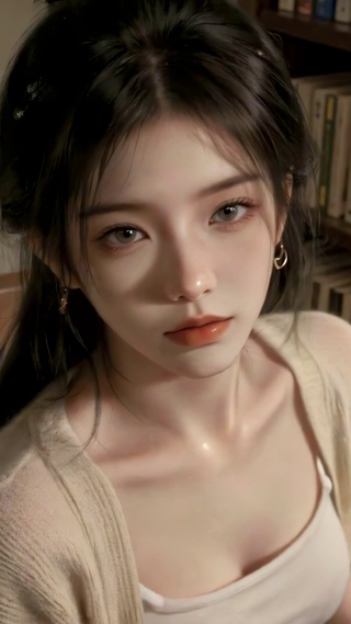 台灯下的温柔少女