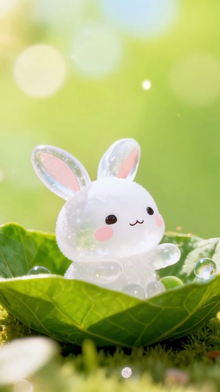 迷你微观世界豌豆荚里的水晶兔子