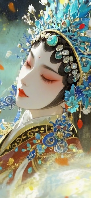 花漾壁纸|中式鎏金戏曲美人