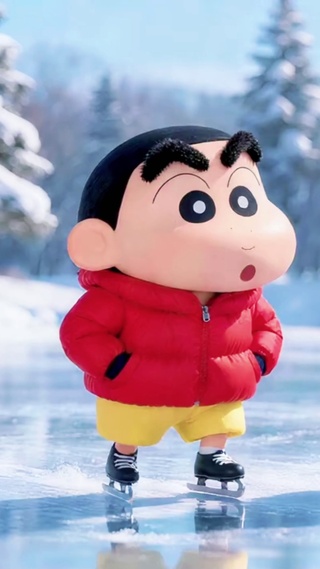 悠闲自在滑冰唠嗑小新