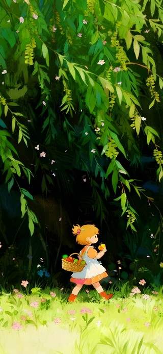 唯美绿叶下女孩