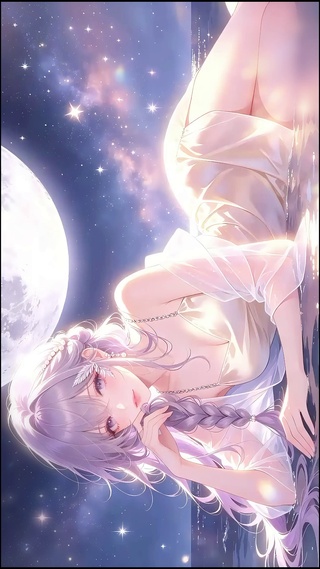 月下星空梦幻少女