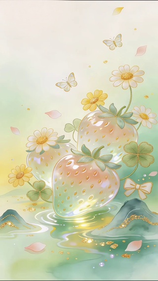 春日柔雾浅绿水晶草莓