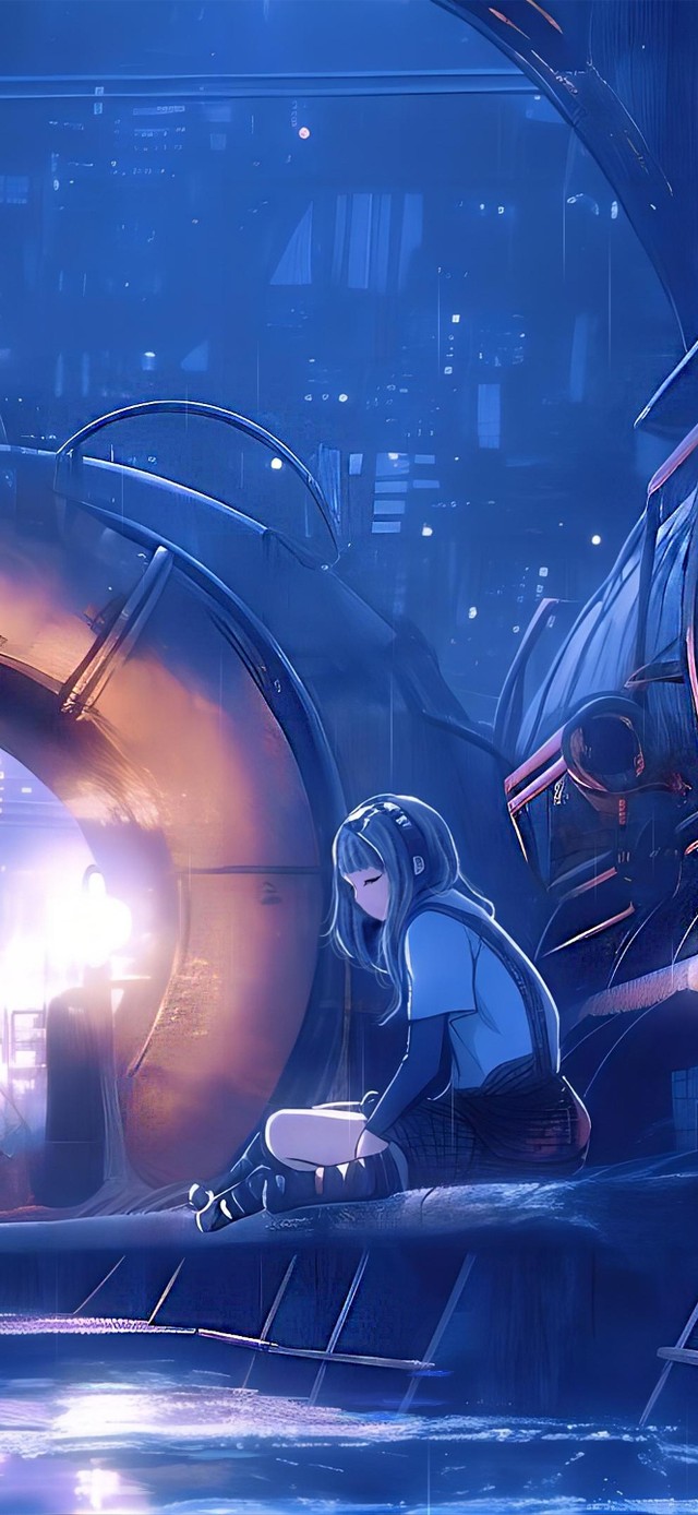 雨天角落伤心的少女