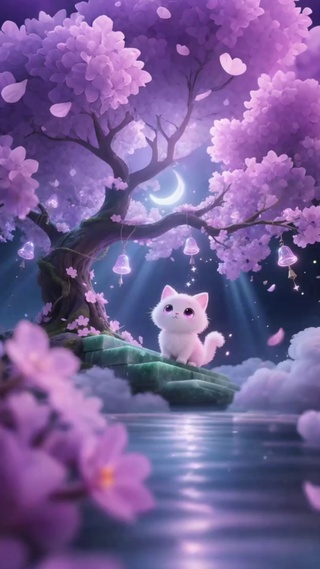 萌猫望月