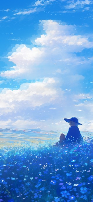 唯美草地女孩