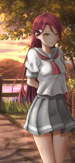 唯美夕阳黄昏下女孩