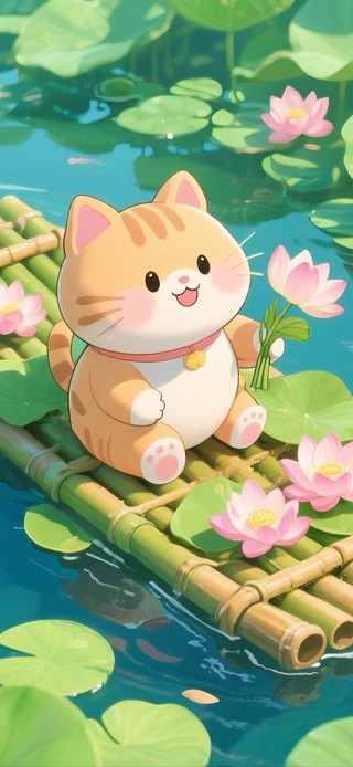 竹筏上的小猫