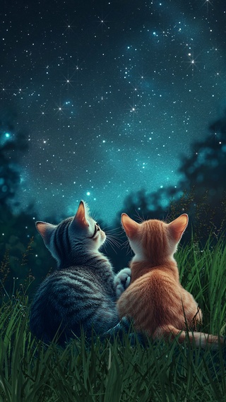 对猫赏夜空