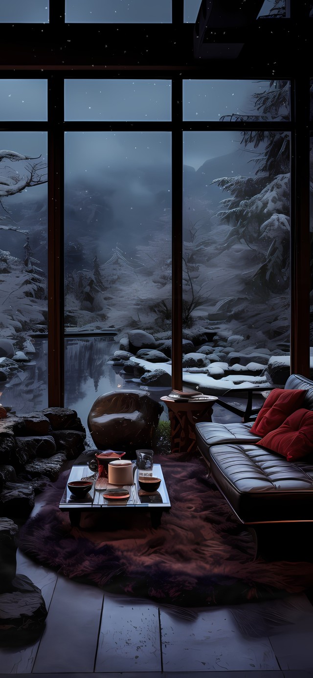雪夜壁炉